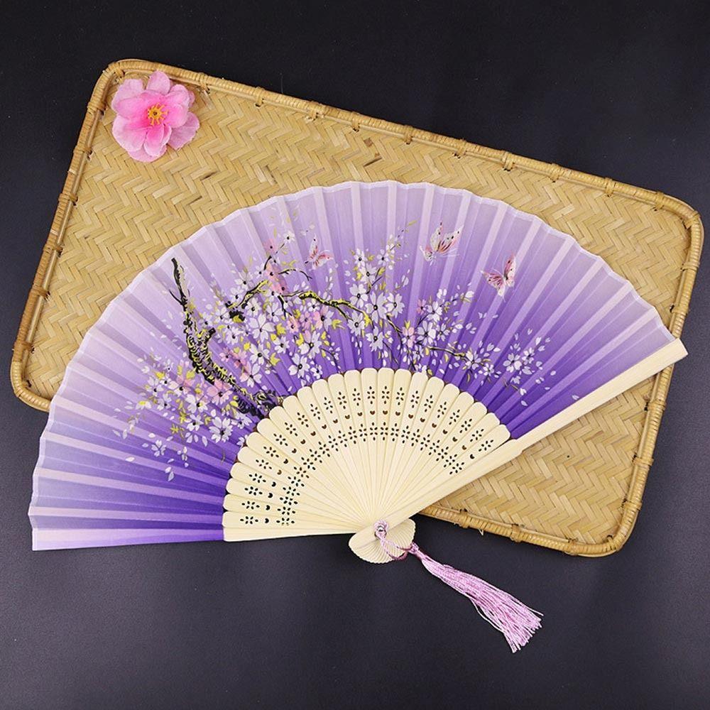 Портативный веер ручной работы в китайском стиле, бамбуковый, реквизит для танцевального выступления, антикварный складной веер с цветочным узором, украшение для дома, танцевальный веер