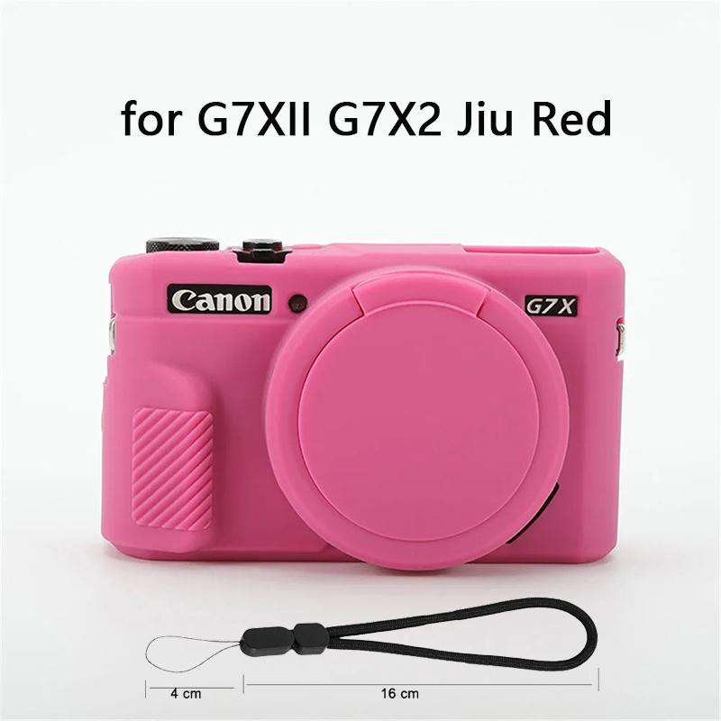 Силиконовый чехол для Canon G7X II / G7X Mark II Мягкий ударопрочный противоцарапающий чехол с крышкой для объектива и ремешком на руку Различные цвета