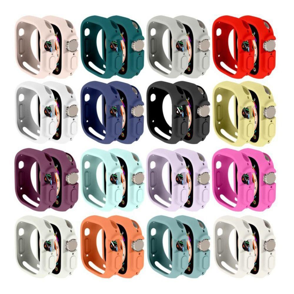 Полый силиконовый чехол, защитная пленка для экрана, защитная рамка для умных часов Apple Watch Ultra 49 мм