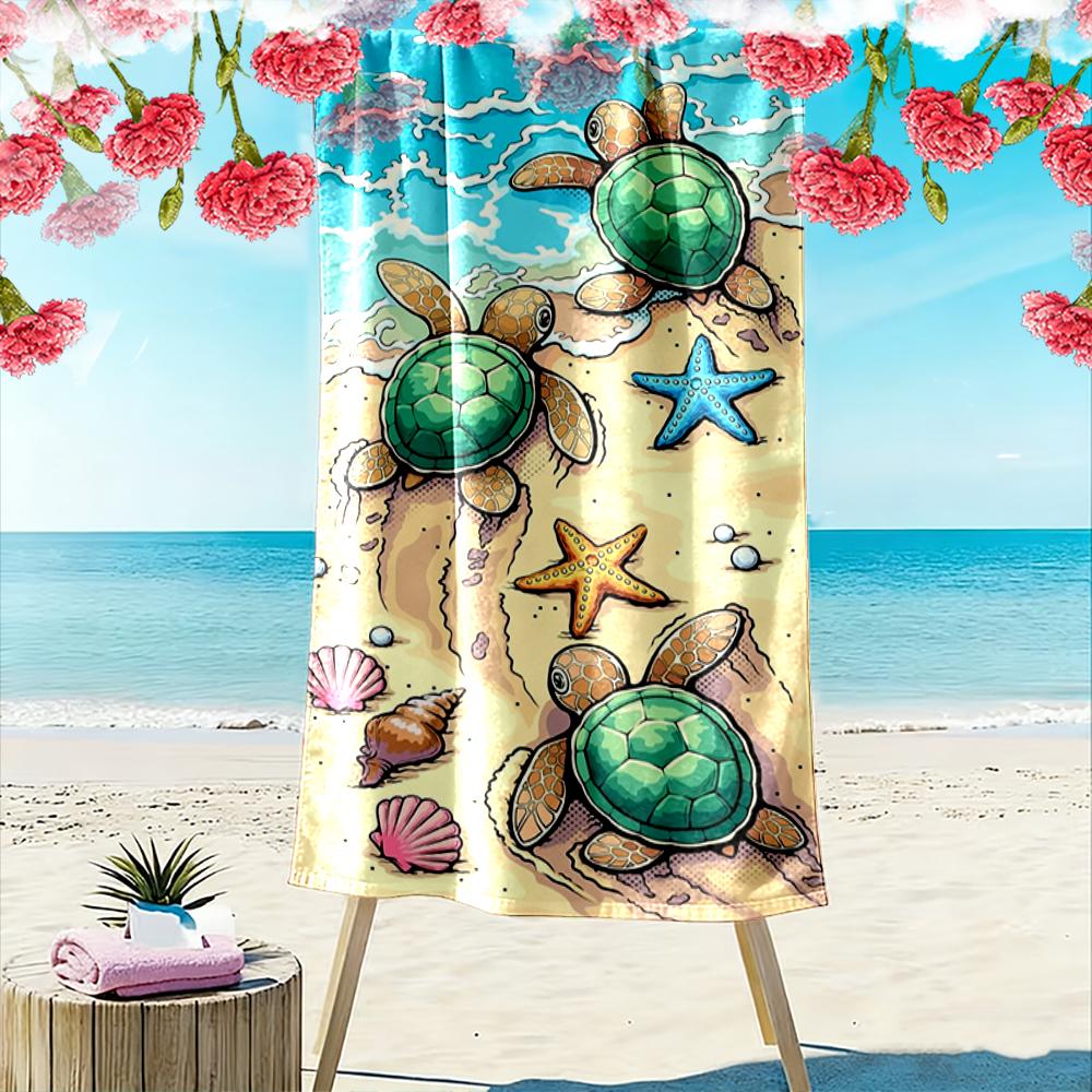 Sea Turtles and Starfish Beach Design Beach towel quick-drying for travel outdoor sports jogging beach and swimming