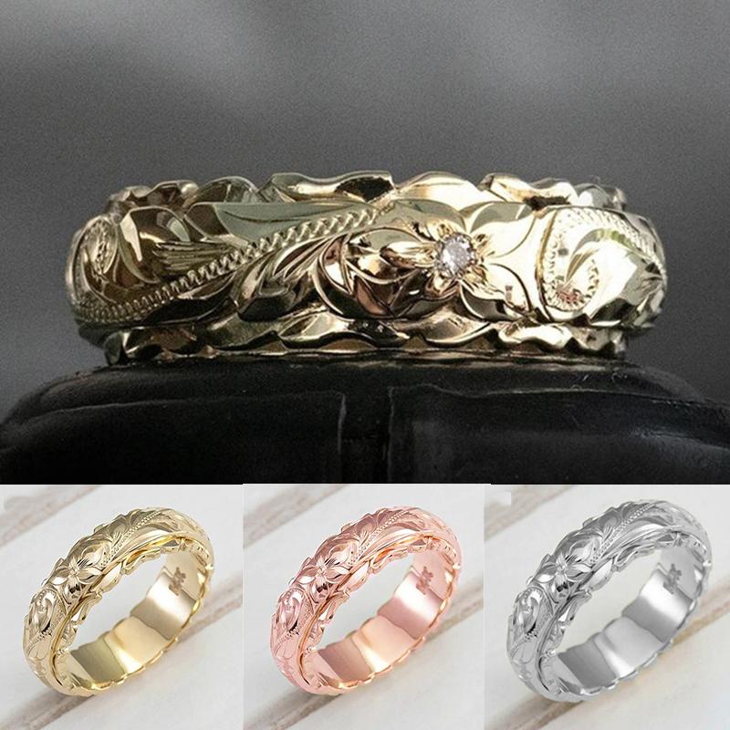 Кольцо с цветком розы, женское кольцо с покрытием, подвеска с резным орнаментом через границу, мизинец, новое золото 14 карат, Европа и Америка