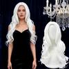 White Long Loose Wave Wig with Middle Part - Natural-Looking Synthetic Fiber for Cosplay, Party & Daily Styling