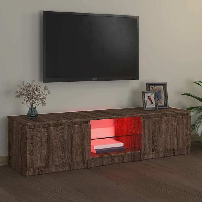 VidaXL TV Cabinet with LED Lights Brown Oak 140x40x36 Cm, TV Stand, Media Cabinet, Hi-Fi Cabinet, TV Unit 822683