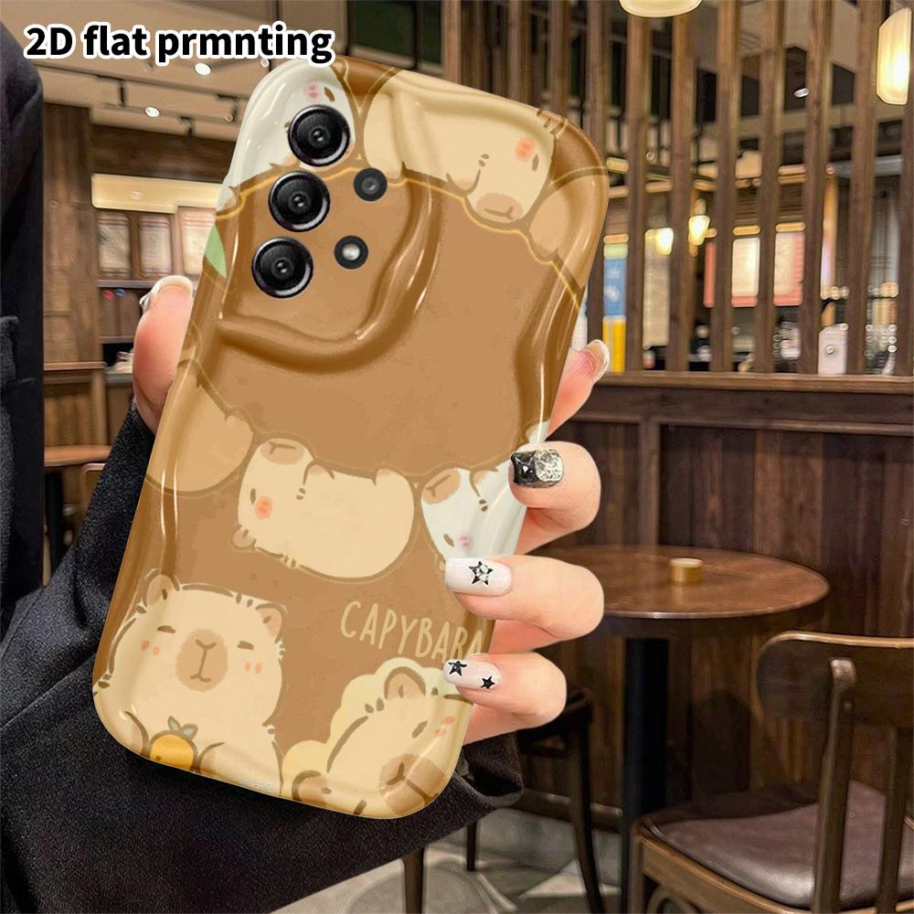 Phone Case: 2D Flat Samsung Galaxy A34 A35 S20 S22 S21 FE Plus Ultra Protective Case, Capybara Wreath, Christmas and Halloween Holiday Gift