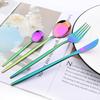 4pcs Gold Dinnerware Set Stainless Steel Tableware Set Knife Fork Spoon Flatware Set Dishwasher Safe Silverware Cutlery Set