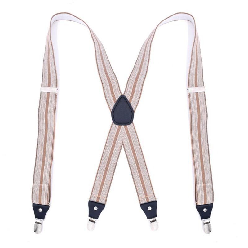 Elastic Adjustable X Back Suspenders Heavy Duty Wide Trouser Braces with 4 Strong Clips Universal Work Suspender for Men Women
