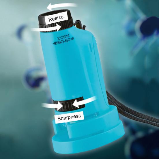 Детский игрушечный микроскоп со светодиодной подсветкой 60-180X биологический микроскоп для малышей портативный ручной