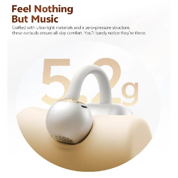 QCY CT06 Clip On Earbuds Crossky C50 Open Ear Wireless Bluetooth 6.0 Headphones with 4 Mic 35H Earbuds Comfortable for Running