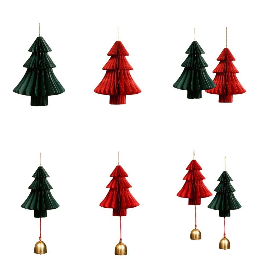 Paper Xmas Tree Pendant 3D Christmas Tree Ornament Creative Christmas Bell Ornament Tree Scene