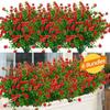 6 Bundles Artificial Flowers UV Resistant Fake Plants Faux Plastic for Indoor Outdoor Hanging Plants Garden Porch Window Box Home Wedding Decor