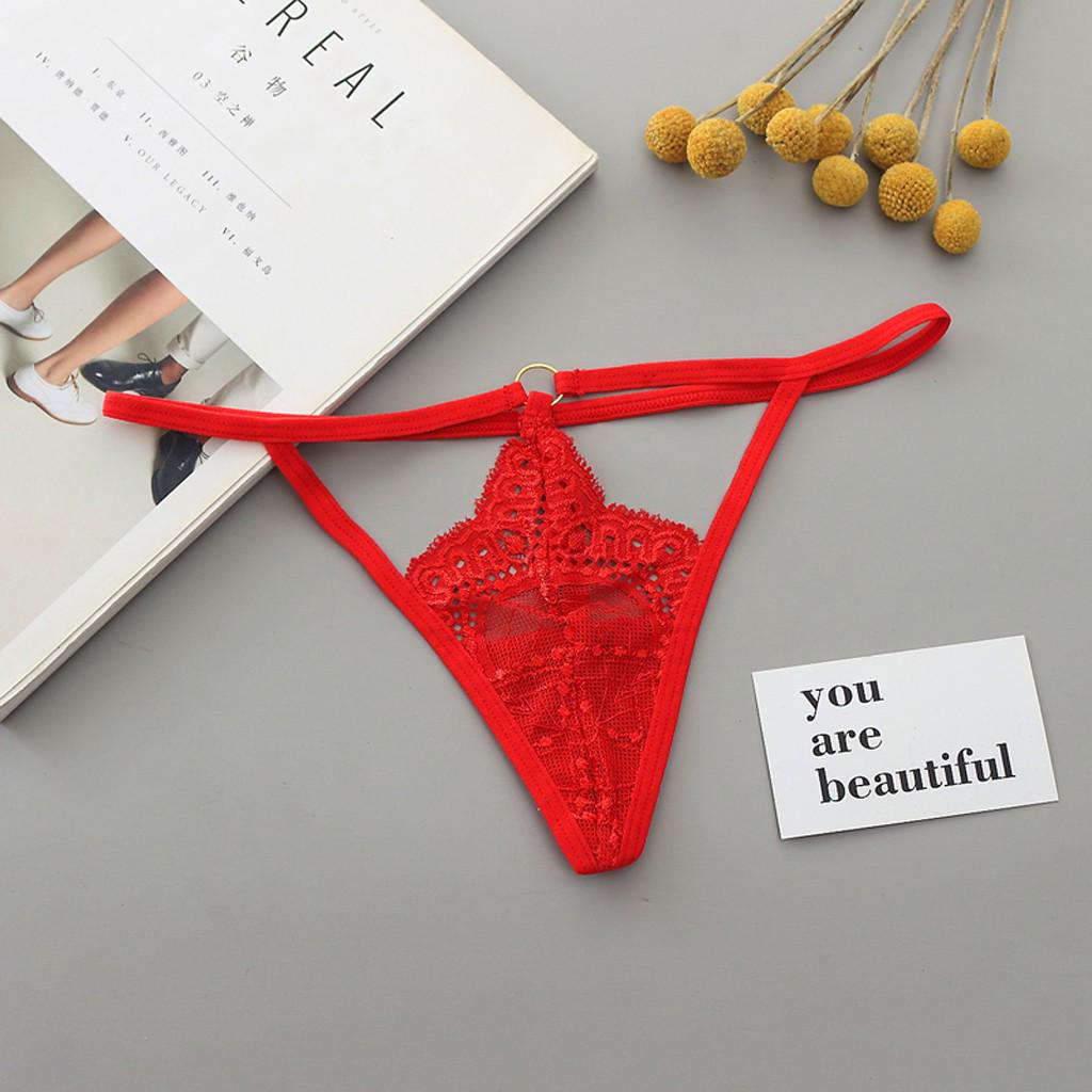 Women's Sexy Lingerie Lace Open Thong Panties G-Pants Lingerie Pajamas