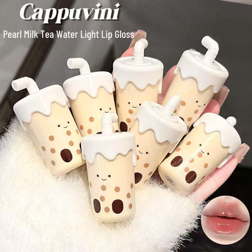 CAPPVINI Глянцевая глазурь для губ "Жемчужный молочный чай" - Милая, Доступная Помада для Студенческой Вечеринки