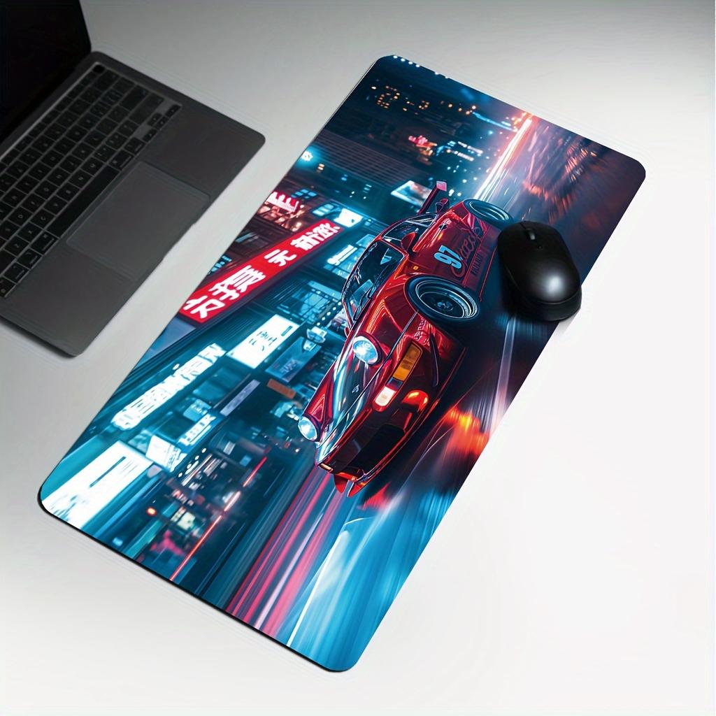 Large Red Sports Car Gaming Mouse Pad Non-slip Sewn Edge Home Office and Work Desktop Accessories Gaming Gamer Computer Desk Pad
