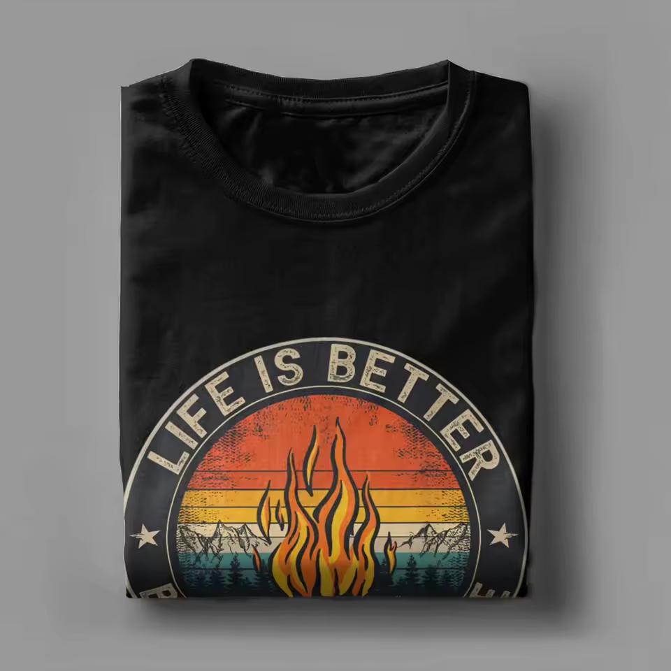 26 Camping T-Shirt for Men Women Outdoor Hiking Tee Gift for Campers Life is Better By The Campfire T Shirts