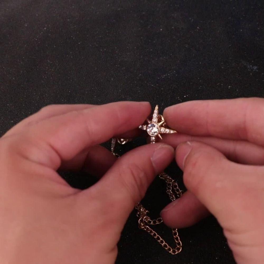 Rhinestone Star Collar Brooch Chain Double Layer Chain Lapel Pin Creative Gift Decorative Brooch