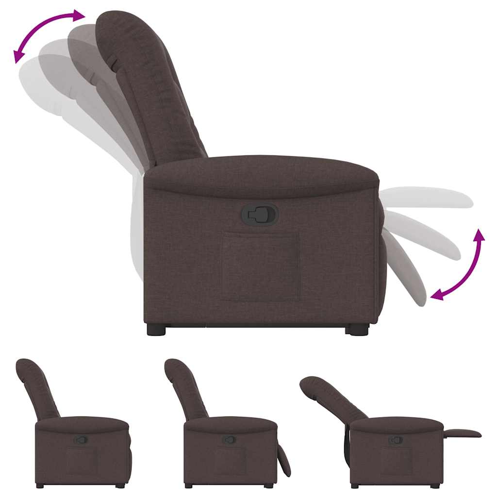 Relax Chair with Rising Function by Dark Brown Fabric