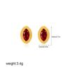 Dainty Olive Shape CZ Zircon Stud Earrigs for Women Shiny Red Geometric Stone Waterproof Woven Texture Gold Plated Studs Jewelry
