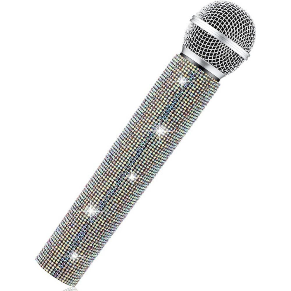 Wireless Microphone Rhinestones Microphone Cover Gold Silver Mic Handle Sleeve Stage Party