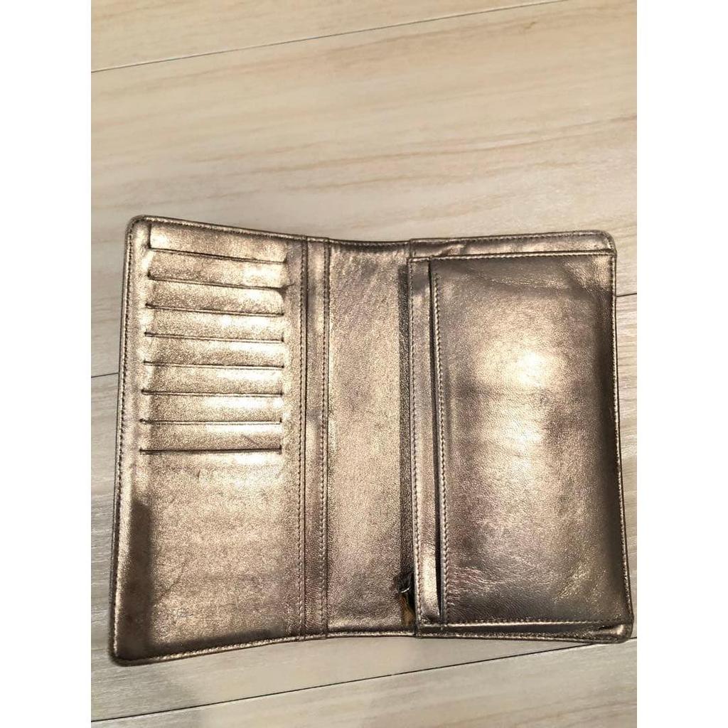 Used CHANEL New Travel Line Long Wallet Gold Bi-fold