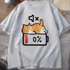 Ретро Стиль Кошка Печать Свободная Короткий Рукав Футболка Женщина Мужчины Лето Круглый Вырез Топы