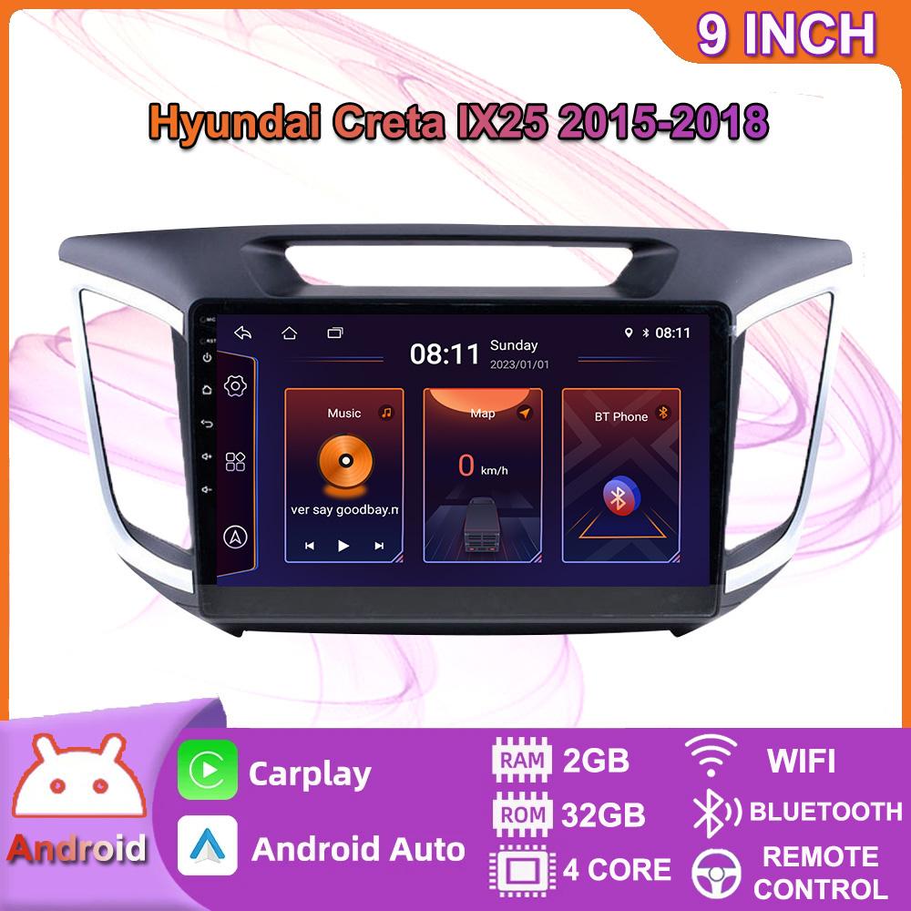 10-дюймовый Android Carplay для Hyundai Creta Ix25 2015-2018, автомобильный радиоприемник, мультимедийный видеоплеер, GPS-навигация, WIFI, 4 + 64 ГБ