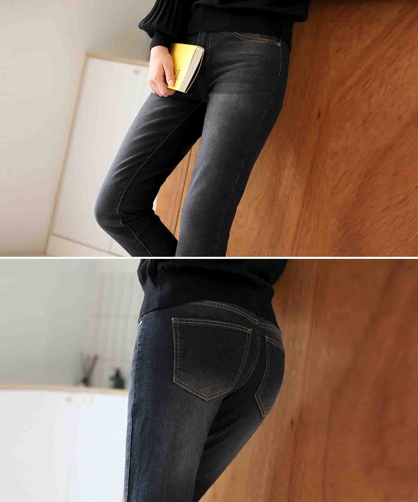 Джинсы Ppaeppae Secret Banding, стираные, эластичные, прямые