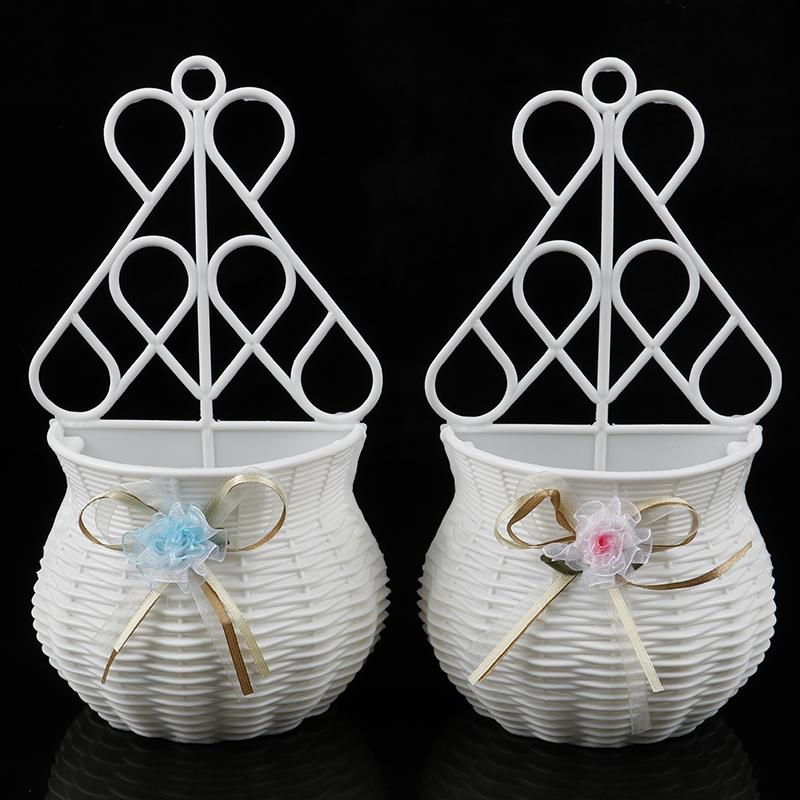Полукруглая настенная ваза, белая пластиковая корзина для цветов, минималистичное цветочное украшение для гостиных и отелей