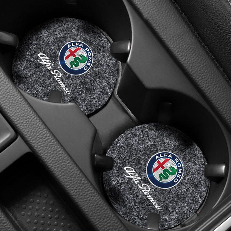 Car Water Coasters Non-slip Insulation Pad Round Cup Groove Mat For Alfa Romeo giulia stelvio giulietta 159 147 156 AccessoriesLR1