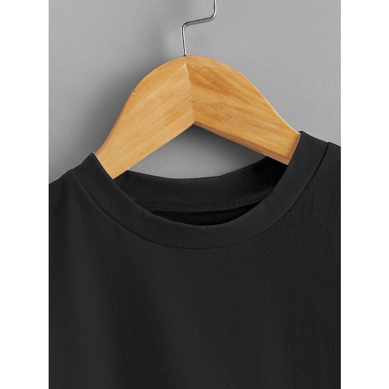 Kids Summer Crew Neck Short Sleeve T-Shirt With Letter Graphic Print