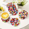 Handmade Rainbow Felt Coasters, Absorbent Wool Coasters for Drinks, Colorful Felt Ball Coasters for Home Bar Decor, 1pc