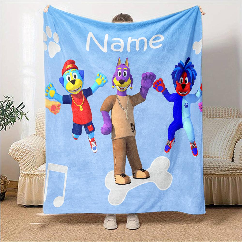 Custom Name Doggyland Theme Printed Blanket - Perfect for Couch, Bed, Travel & Outdoor Use | Machine Washable, Cozy & Durable.