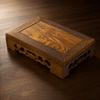 1PC Carved Design Wood Carved Pedestal Antique Finish Oriental Display Base  Home Decoration