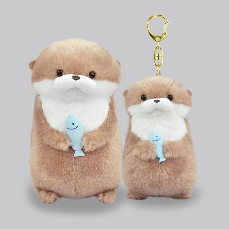 10/1pcs Cute Otters Holding Fish Plush Doll Keyrings Lightweight Hanging Pendant Props For School Bag Key Wallet Doll Toy Gifts