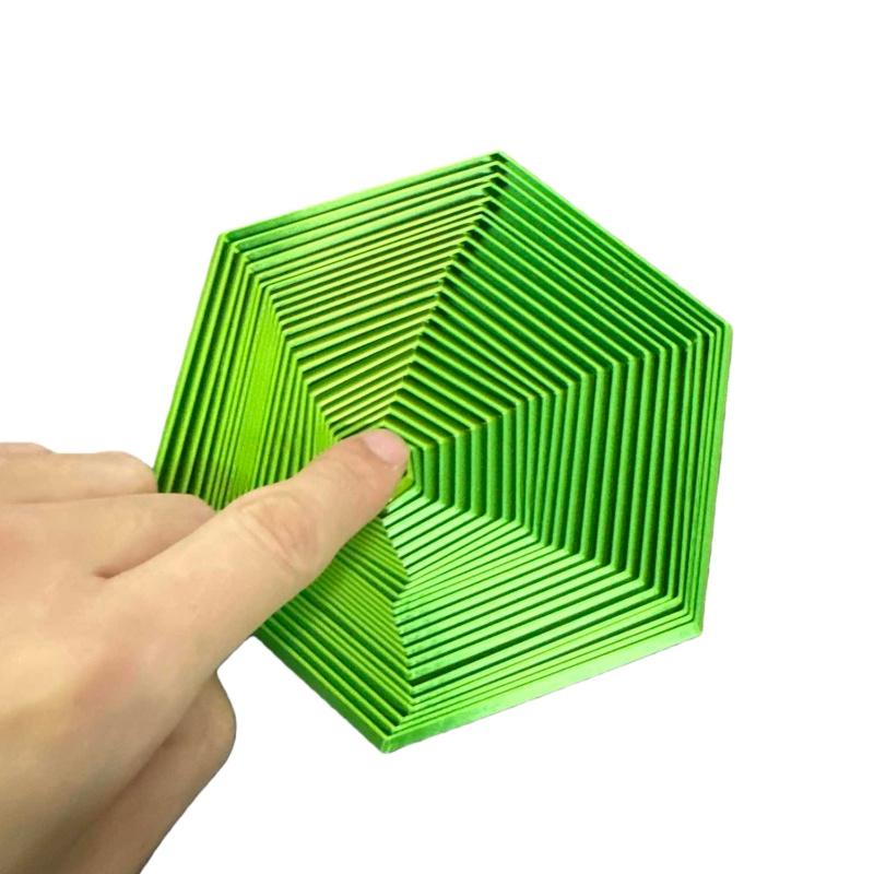Hexagonal 3D Printed Stacking Puzzle Music Box Illusory Rotating Fidget Toy Adult Stress Relief Decoration Magic Illusion Gift