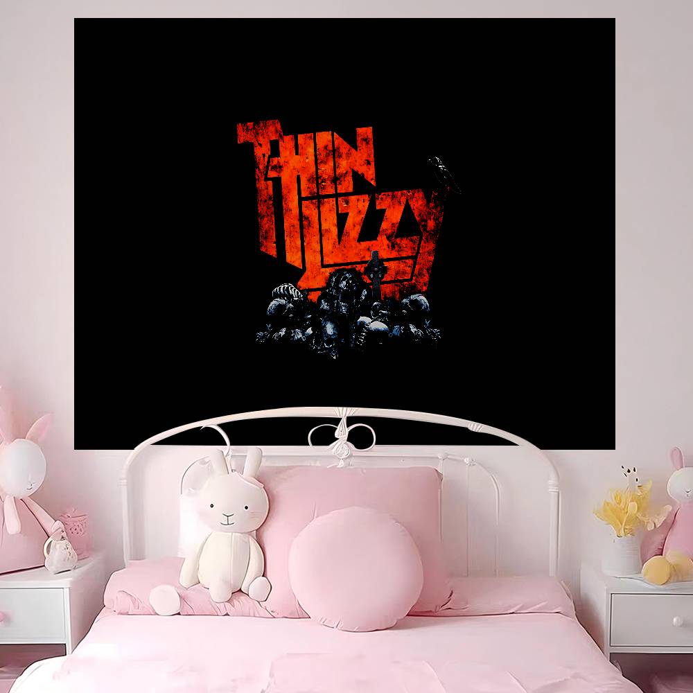 Тканевое панно Rock Band Thin Lizzy Аниме Цветочный ковер в стиле хиппи Декор для общежития Дешевый настенный декор в стиле хиппи