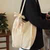 Solid Color Crochet Tote Handbag Summer Beach Scarf Decor Fashion Women's Mesh Woven Shoulder Bags Large Capacity Knitting Underarm Bag
