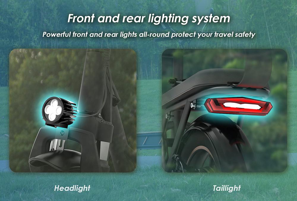 Складной электрический скутер с большой батареей 48 В 26 Ач, 14-дюймовыми толстыми шинами и сиденьем, максимальный запас хода 100 км, максимальная скорость 45 км/ч, пиковая мощность 800 Вт