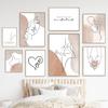 Love Hands Heart Line Face Modern Minimalist Wall Art Canvas Painting Nordic Posters And Prints Wall Pictures For Living Room