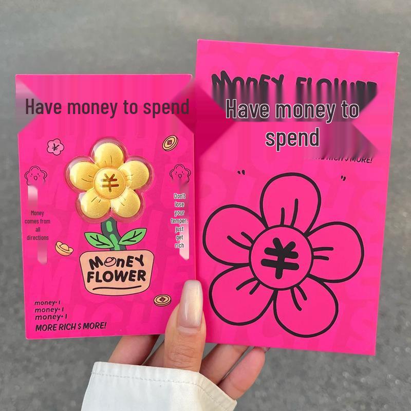 Шуйбэй 999 Чистое Золото Цветок Персика Монета Вечный Цветок Красный Конверт Подарок для Девушки или Лучшего Друга