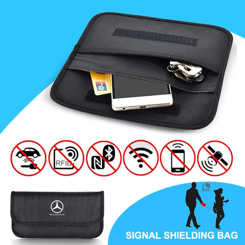 Car Key Signal Blocker Case Faraday Cage Fob Pouch RFID Blocking Bag For Mercedes Benz AMGW204 W205 W212 W213 W177 W246 GLA GLC HIJKL1