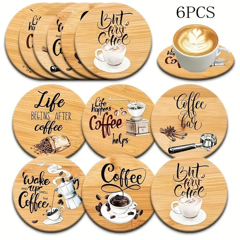 6-piece set of wooden coasters - heat-resistant and non slip pads suitable for home/kitchen decora perfect for holiday parties
