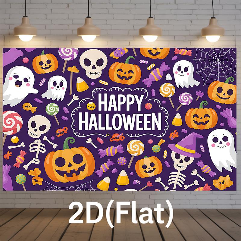 A single 2D flat banner, made of polyester, with a happy Halloween design.zyc