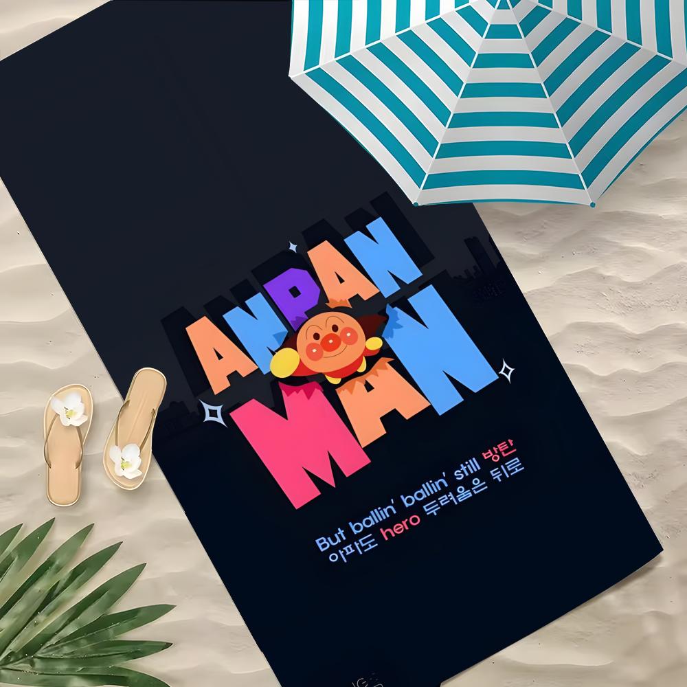 Мультяшное полотенце A-ANPANMAN из полиэстера, пляжное полотенце, быстросохнущее, не оставляющее песка, банное полотенце для лета, бассейна, путешествий, отпуска