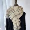 Scarf For Women, Autumn And Winter, High-End Feeling, Imitation Cashmere Plaid Tassel Shawl, Student Thick And Warm Scarf