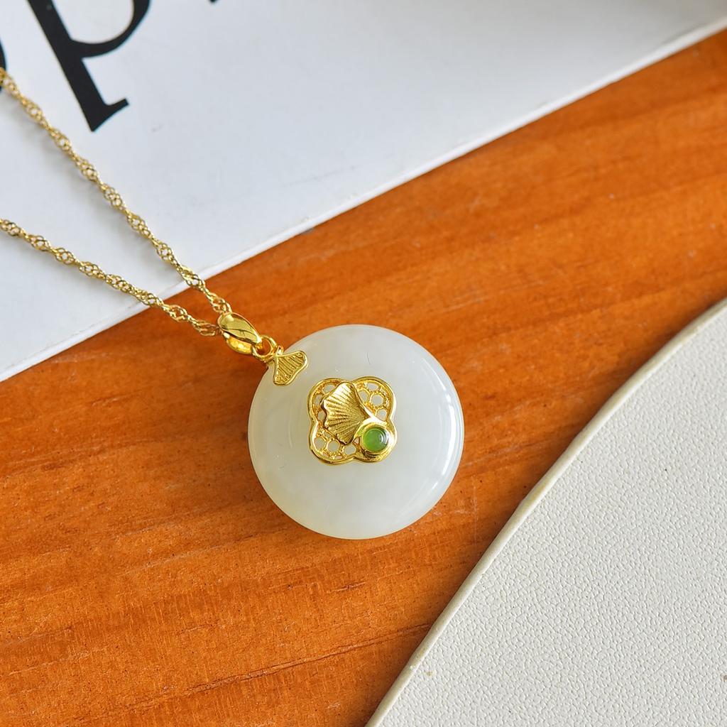 Hotan Jade S925 Silver Safety Clasp Pendant for Women