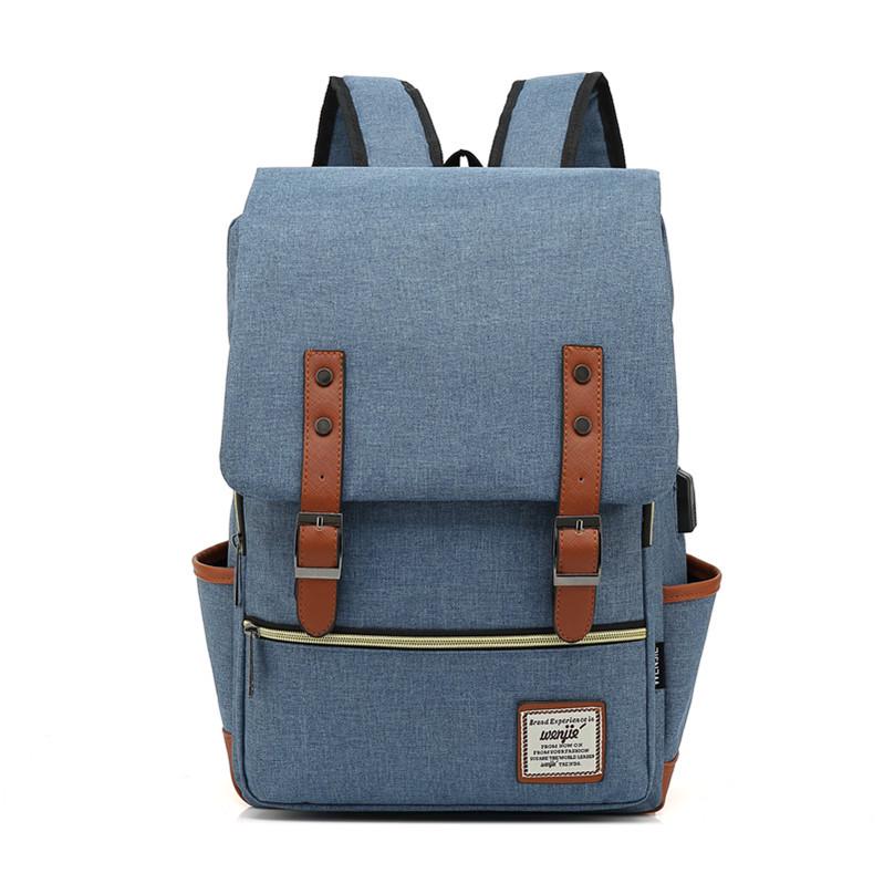 Ретро холщовый USB-рюкзак для путешествий для мужчин и женщин