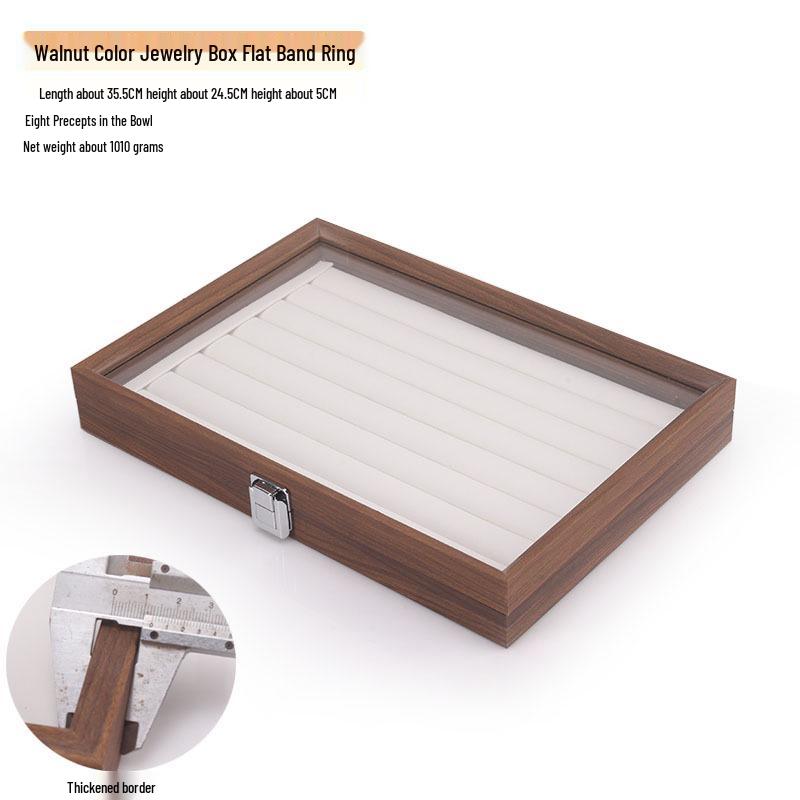 Шкатулка для украшений из орехового дерева с белой кожей и крышкой, пыленепроницаемое хранилище для серег, колец, ожерелий и браслетов.