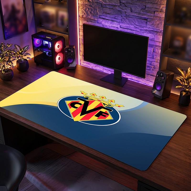 Villarreal FC Theme Pattern Mouse Pad, Soccer Logo Design XXL Gaming Desk Mat Non-Slip Computer Mouse Pad