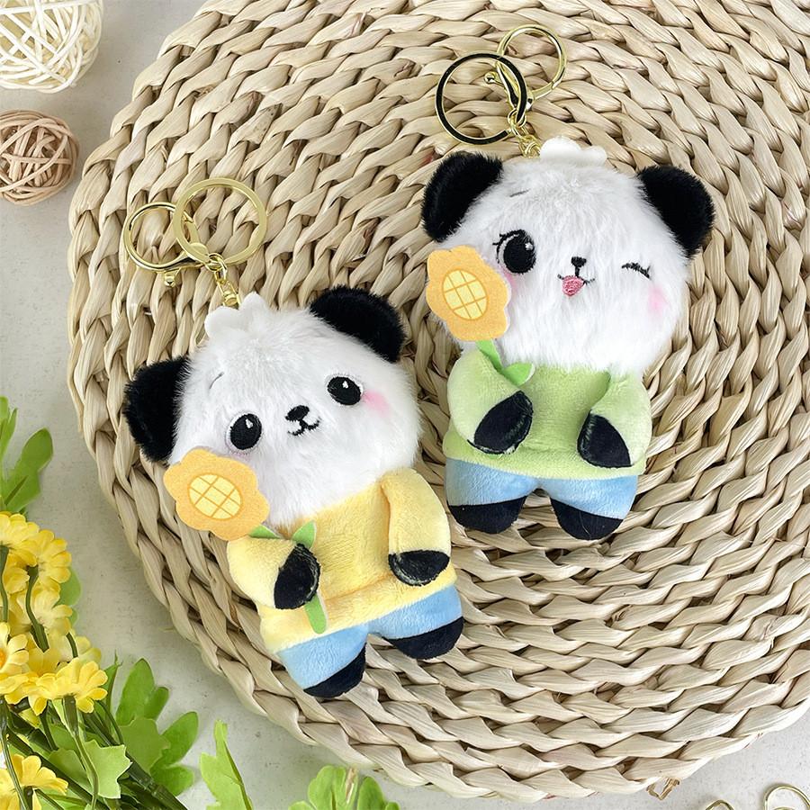 Panda Sunflower Plush Toys Bag Hanging Accessories Keychain Pendant Souvenir