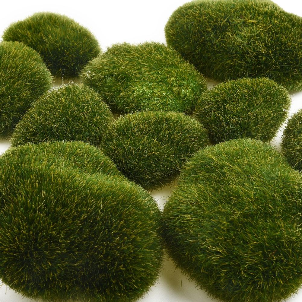 8/10 шт искусственный мох нечеткий каменный шар рок миниатюрный сад бонсай растение деко